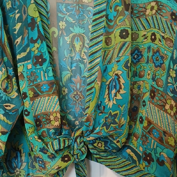 Coldwater Creek colorful Patterned Kimono Cardigan sz L - Picture 3 of 5